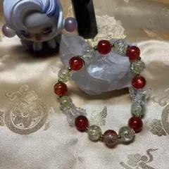 赤と黄色クラックガラスビーズブレス