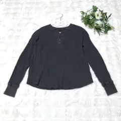 アーバンリサーチドアーズ 太リブ コットン ニット ヘンリーネックグレー 長袖