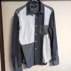 COMME CA ISM パッチワーク長袖シャツ Lサイズ