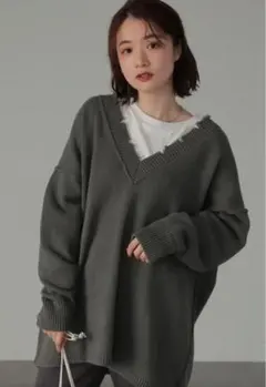 グレー Vネック ニット セーター