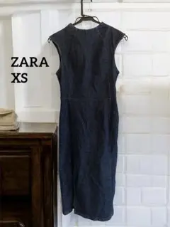 ZARAザラ デニムワンピース マキシ丈 スリット入り タイト