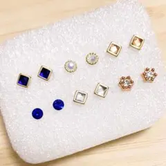 【M78】樹脂ピアス6ペア☆小さめシンプルカラーセット