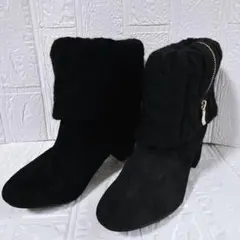 Realta レアルタ ケーブルニット ショートブーツ 黒 Mサイズ ジッパー