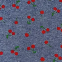 デニム生地 シャンブレー生地 チェリー はぎれ カットクロス