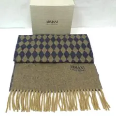 【未使用】ARMANI COLLEZIONI　マフラー　ベージュ×ブルー　タグ付