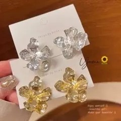 立体フラワー ピアス｜上品デザイン 花びらモチーフ ゴールド/シルバー