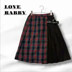 ラブラビ ロングプリーツスカート チェック柄切り替え キッズ150 E9389☆