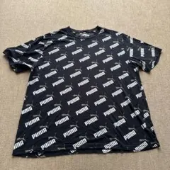 P*マ様 【PUMA】プーマ 総柄 ロゴ Tシャツ ブラック XL相当 ビッグシ