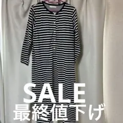 マタニティ パジャマ ストライプ M-Lカップ付きネイビー