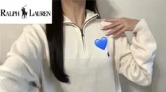 人気♡ラルフローレン ハーフジップニット　ホース刺繍　コットン100 　韓国　白