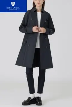 美品 ブルーレーベル クレストブリッジ ウール ライナー付トレンチコート 紺