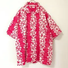 Trimmer Resort アロハシャツ 3L レッド 花柄 ゆったりのサムネイル