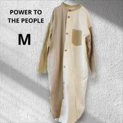 POWER TO THEPEOPLE クレイジー配色切替長袖シャツワンピースL