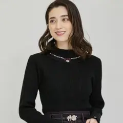 axes♡バラボトルネックリブプルオーバー