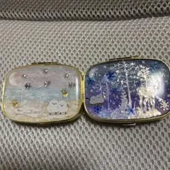 レジン細工　ピルケース\小物入れ　シマエナガ冬の風景デザイン小物入れ2個セット