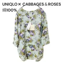 【新品】ユニクロ CABBAGES＆ROSES 麻100% 花柄シャツ コラボ