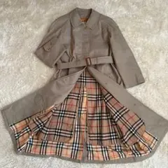 バーバリー ステンカラーコート トレンチコート ノバチェック ベルト S 白タグ