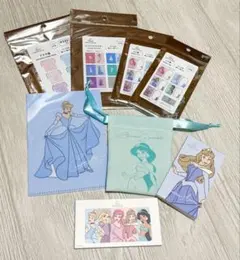 キャンドゥ ディズニープリンセス ファイル 巾着 メモ帳 4点セット