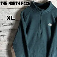 ザノースフェイス　ハーフジップフリースジャケット　刺繍ロゴ　メンズXL　緑