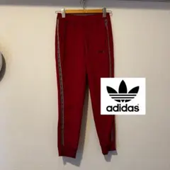adidas スナップボタン トラックパンツ ボルドー サイズM - メルカリ