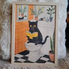 黒猫のポスター フレーム付き