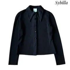 【Sybilla】襟付きカーディガン М ブラック 美品　日本製