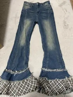 フリンジフレア デニムパンツ