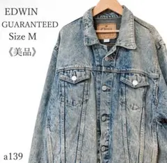 エドウィン ダメージデニムジャケット ウォッシュ ヴィンテージ風 オーバーサイズ