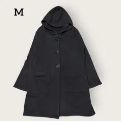 ノーブランド カジュアル ナチュラル シンプル フードコート M 黒 ポケ付 秋