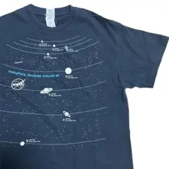 US古着 NASA 太陽系 宇宙プリント Tシャツ M ブラック