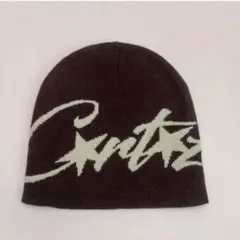 ビーニー　y2kグランジ　海外ストリート　 コーテイズ風ブラウン