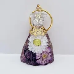 訳あり】お花のドレス❁⃘*.゜ラベンダーアメジスト　オルゴナイト　キーホルダー
