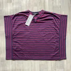 新品タグ付【mercibeaucoup,】ピンク×紺 ボーダーTシャツ サイズ1のサムネイル