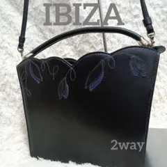 2way IBIZA イビサ レザー ハンド ショルダー バッグ 黒 ブラック