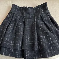 Mサイズ　ミシェルマカロン ツイード 美脚スカート ブラック