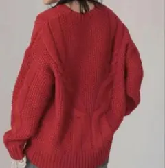 アメリカンホリック　赤　ケーブルニットセーター　レッド