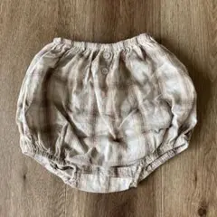 MONBEBE ベージュ系チェック柄バルーンパンツ　新品