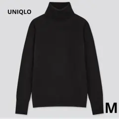 ユニクロ エクストラファインメリノタートルネックニットセーター ブラック