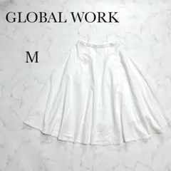 【グローバルワーク】フレアスカート 膝丈 白 M 裏地付き ポケット付 スカートのサムネイル