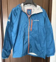 モンベルmont bell コンバーチブル レイン ジャケットブルーＬ　収納袋付