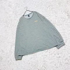 【Dazy】　長袖カットソー　（ＸＬ）　大きいサイズ　ボーダー　ゆったり　緑