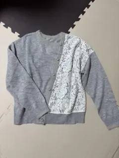 m*️様 美品　Re.velofonna グレー　レース　ニット　カーディガン