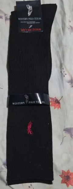 WESTERN POLO TEXAS レディースソックス 24-24cm 黒