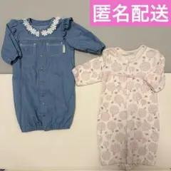 【まとめ売り】デニム　花柄　ツーウェイオール　50 60 70 女の子　長袖
