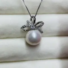 あこや真珠大粒10mmパールネックレス akoya S925銀ネックレスAR40