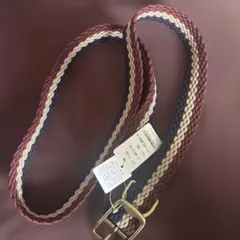 ゴルフストレッチ編み込みメッシュベルト穴なしブラウン色ライス/105cm男女兼用