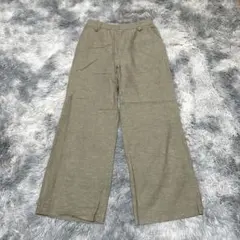 【ヒューマンウーマン】ワイドパンツ くすみグリーン M 綿58%麻42%【美品】