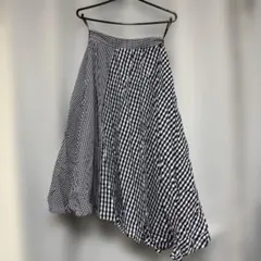 ギンガムチェック フレアスカート ネイビー