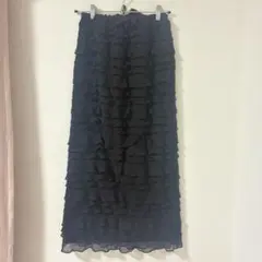 w closet ダブルクローゼット フリルロングスカート　ブラック 黒のサムネイル