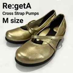 Re:getA リゲッタ クロス パンプス M ゴールド 厚底 幅広 日本製のサムネイル